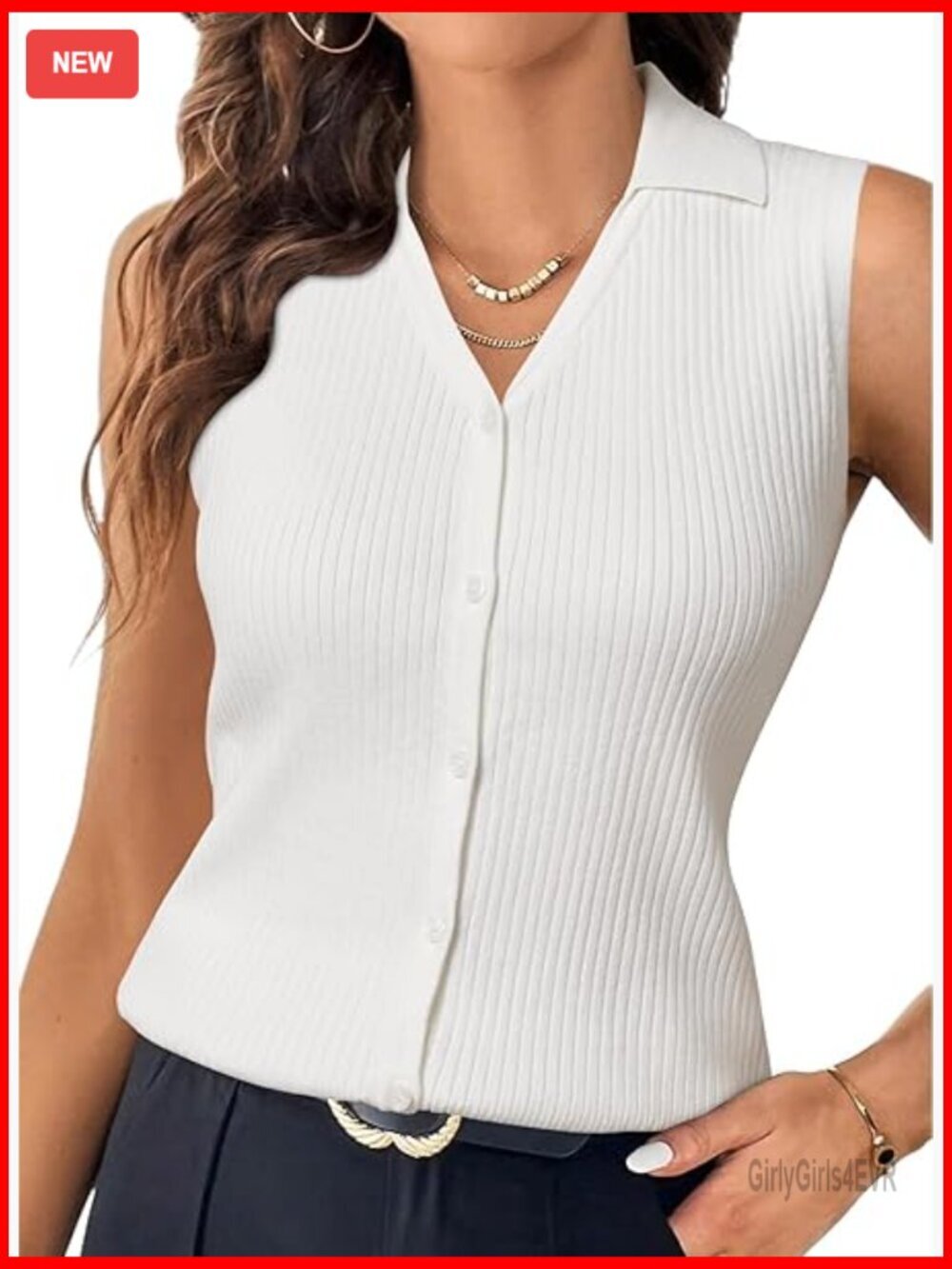 100% Cotton Slim Fitted Tank Top Button Down Business Casual